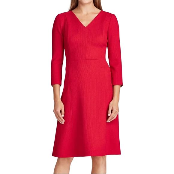 Ralph Lauren Red Waffle Cocktail Dress, Long Sleeve, NWT! - Picture 1 of 6
